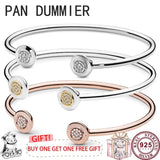 925 Silver Round Beads Logo Bracelet for Women