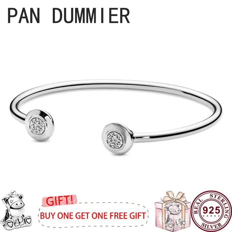 925 Silver Round Beads Logo Bracelet for Women