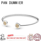 925 Silver Round Beads Logo Bracelet for Women