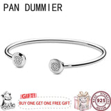 925 Silver Round Beads Logo Bracelet for Women