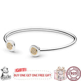 925 Silver Round Open Type Women's Bracelet - High-Quality Charm Jewelry