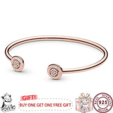 925 Silver Round Open Women's Bracelet - Elegant Charm Jewelry