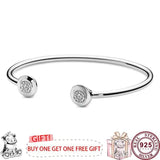 925 Silver Round Open Type Women's Bracelet - High-Quality Charm Jewelry