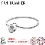 925 Silver Round Clasp Snake Bone Women's Logo Bracelet