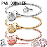 925 Silver Round Clasp Snake Bone Women's Logo Bracelet