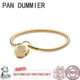 925 Silver Round Clasp Snake Bone Women's Logo Bracelet