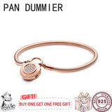 925 Silver Round Clasp Snake Bone Women's Logo Bracelet
