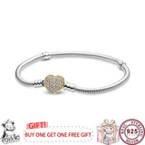 925 Silver Heart Women's Bracelet, Elegant Charm Jewelry