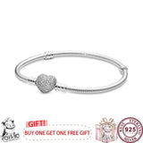 925 Silver Heart Women's Bracelet, Elegant Charm Jewelry