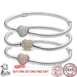 925 Silver Heart Women's Bracelet, Elegant Charm Jewelry