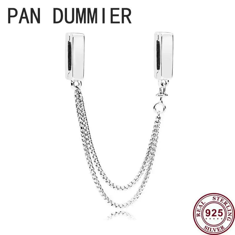 925 Silver Heart Safety Chain, DIY Bracelet Charm Jewelry