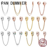 925 Silver Heart Safety Chain, DIY Bracelet Charm Jewelry