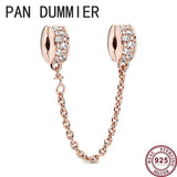 925 Silver Heart Safety Chain, DIY Bracelet Charm Jewelry