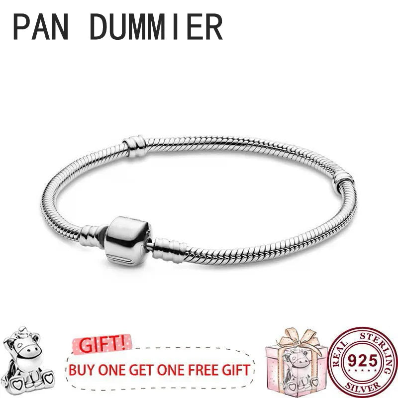 925 Silver Button Logo Bracelet for Women