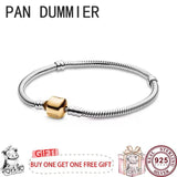 925 Silver Button Logo Bracelet for Women