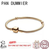 925 Silver Button Logo Bracelet for Women