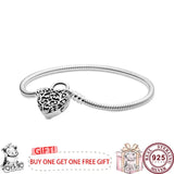 925 Silver Heart Padlock Bracelet, Original High-quality Charm Jewelry