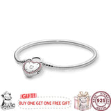 925 Silver Heart Padlock Bracelet, Original High-quality Charm Jewelry