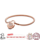 925 Silver Oath Round Lock Women's Snake Bone Bracelet
