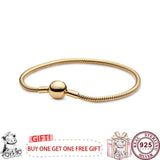 925 Silver Round Button Snake Bone Women's Bracelet