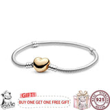925 Silver Love Heart Snake Bone Bracelet High Charm Jewelry