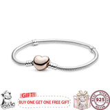 925 Silver Love Heart Snake Bone Bracelet High Charm Jewelry