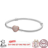 925 Silver Love Heart Snake Bone Bracelet High Charm Jewelry