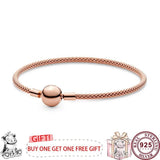 925 Silver Silk Braided Button Women's Bracelet