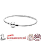 925 Silver Silk Braided Button Women's Bracelet