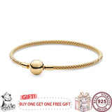 925 Silver Silk Braided Button Women's Bracelet