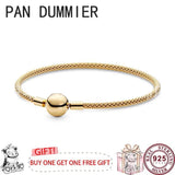 925 Silver Woven Button Women's Bracelet for DIY Charm Jewelry