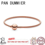 925 Silver Woven Button Women's Bracelet for DIY Charm Jewelry