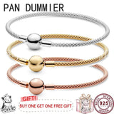 925 Silver Woven Button Women's Bracelet for DIY Charm Jewelry