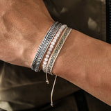 925 Silver Plated Cat's Eye Stone Cuff Bracelet Set