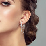 925 Silver Sun and Moon Hoop Earrings, Sparkling Star Party Wear