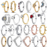 925 Silver Sun And Moon Sparkling Rings For Women, Female Star Ring Party