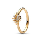 925 Silver Sun And Moon Sparkling Rings For Women, Female Star Ring Party