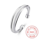 925 Silver Wedding Open Bracelet For Women Men Nick Jewelry Lover Birthday