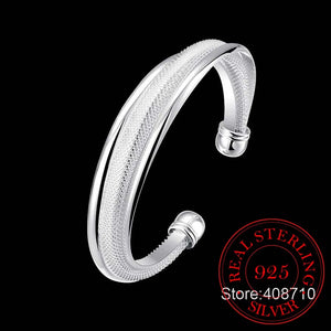 925 Silver Wedding Open Bracelet For Women Men Nick Jewelry Lover Birthday