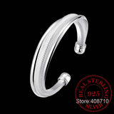 925 Silver Wedding Open Bracelet For Women Men Nick Jewelry Lover Birthday