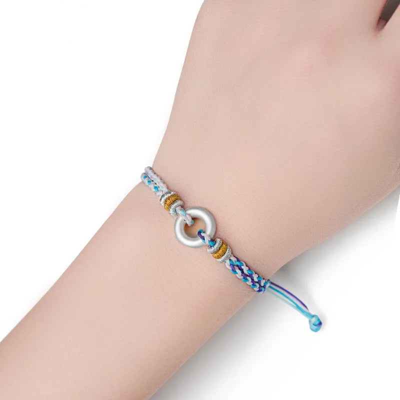 925 Silver Safe Buckle Woven Bracelet Lucky Rope Charm Bracelet