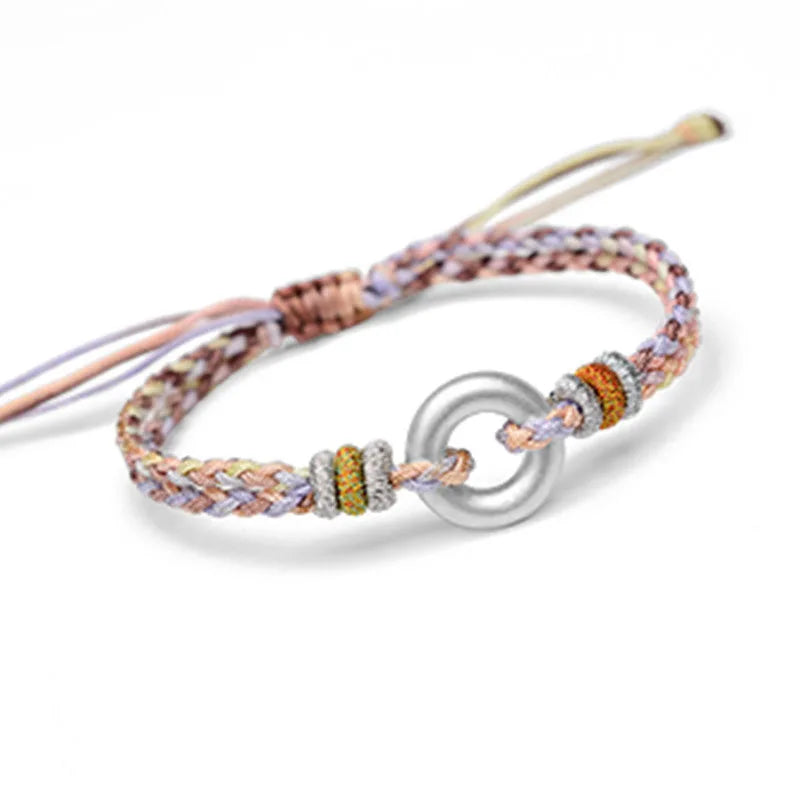925 Silver Safe Buckle Woven Bracelet Lucky Rope Charm Bracelet