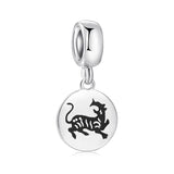 925 Sterling Silver 12 Chinese Zodiac Pig Pendants Beads for Bracelet