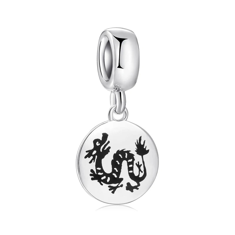 925 Sterling Silver 12 Chinese Zodiac Pig Pendants Beads for Bracelet