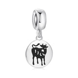 925 Sterling Silver 12 Chinese Zodiac Pig Pendants Beads for Bracelet