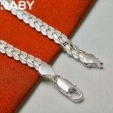 925 Silver 6mm Flat Side Chain Bracelet Wedding Party Charm Jewelry