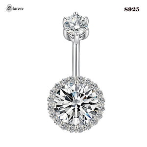 925 Silver 6mm Zircon Belly Piercing Jewelry Girl Belly Button Ring