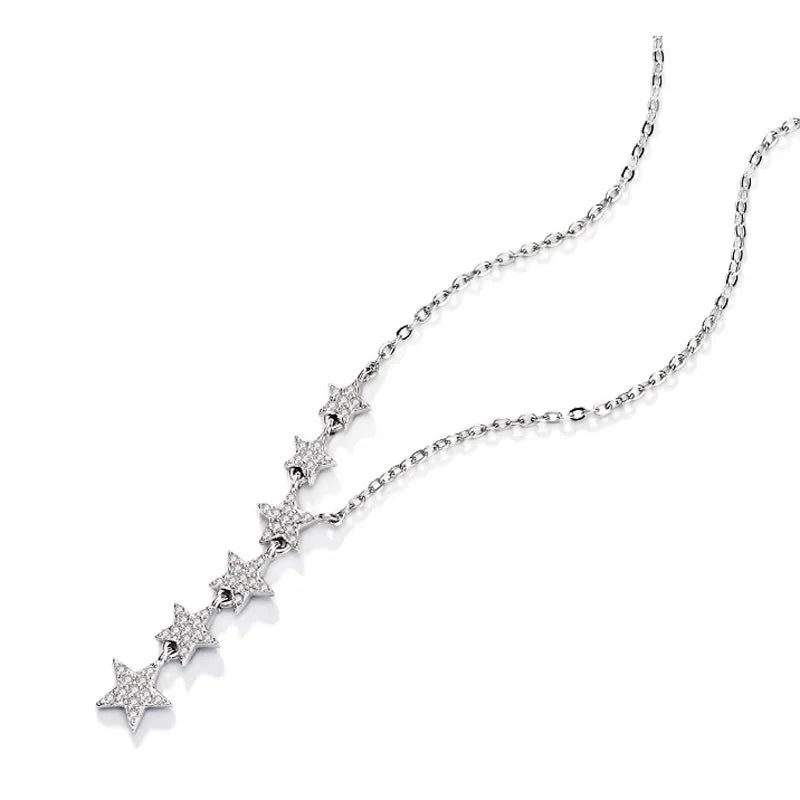 925 Silver Zirconia Star Necklace Choker for Women NK002