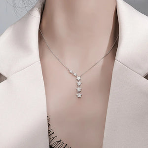 925 Silver Zirconia Star Necklace Choker for Women NK002