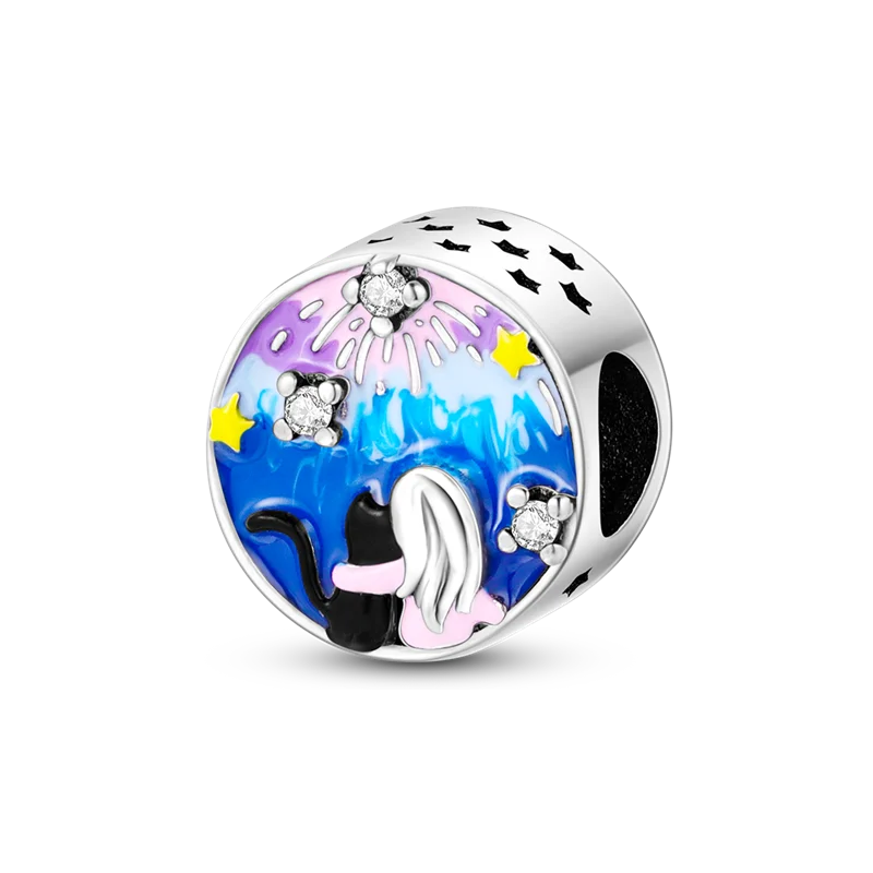 925 Silver Openwork Hearts Crown Charm Bead for Bracelets Bangles DIY